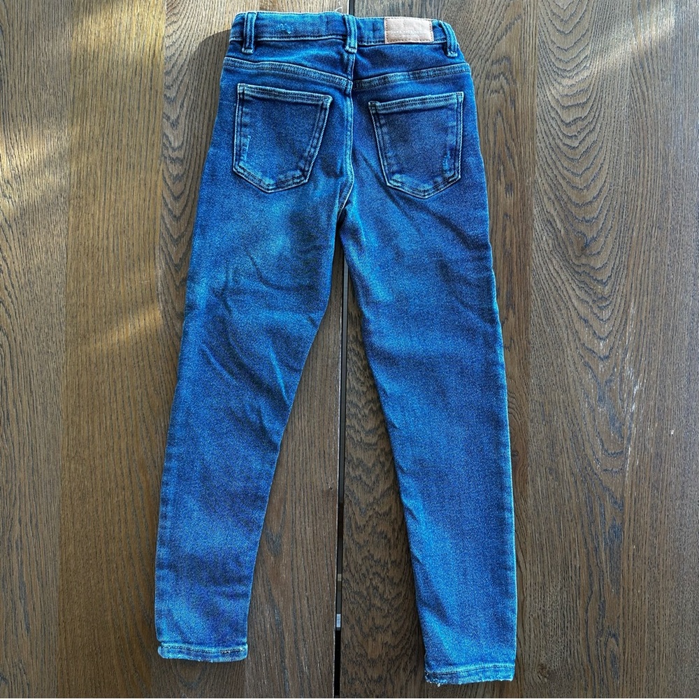 Zara Girls Distressed Denim Jeans Navy Blue | Size 9 - Picture 5 of 8